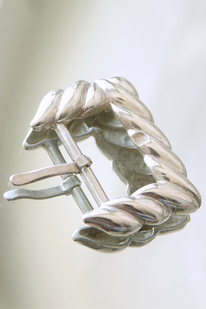 Vintage Tiffany & Co. sterling silver belt buckle with rope motif, 1988 designer accessory