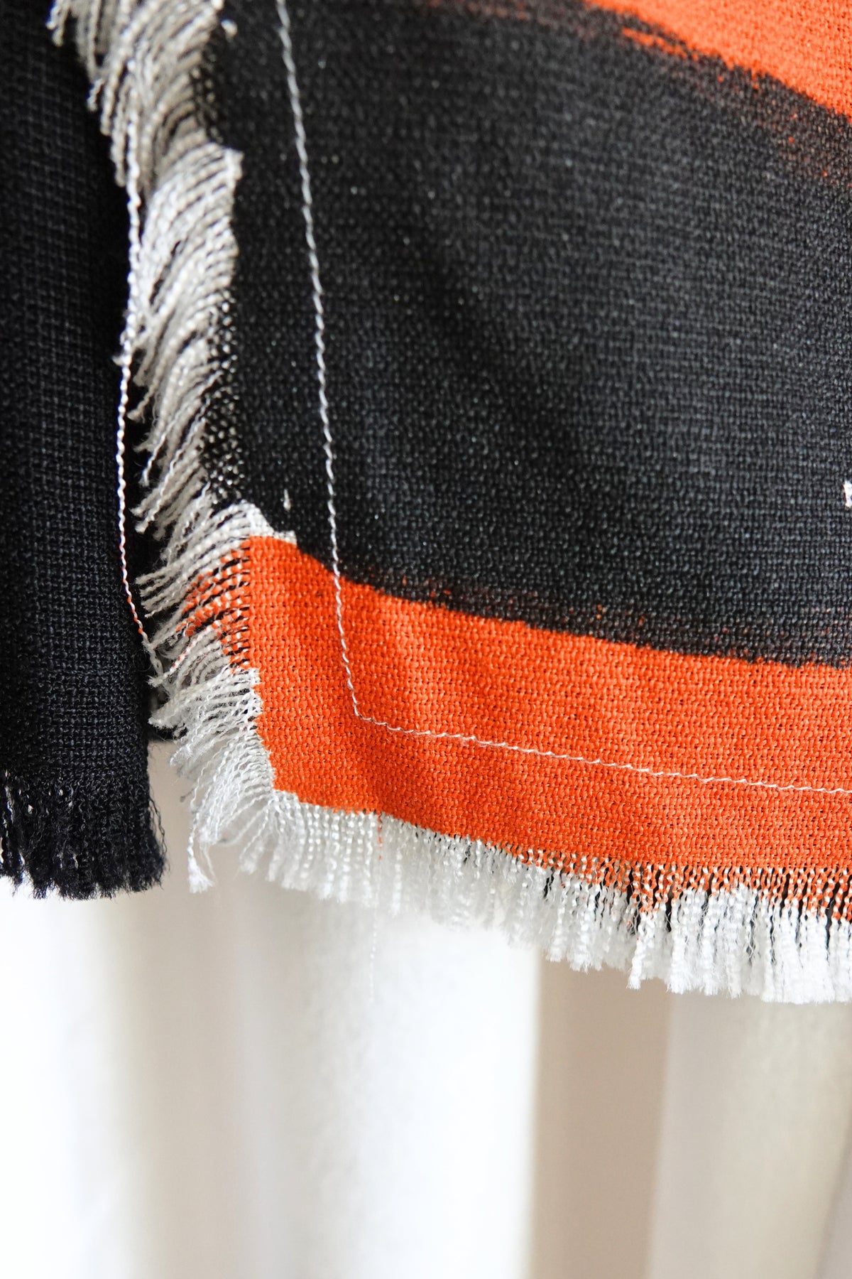Marni by Francesco Risso SS21 Brushstroke Painted Stripe Fringed Wrap Midi Skirt