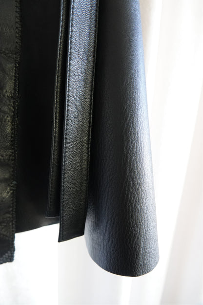 Vintage Early 2000s Black Patchwork Leather Wrap Skirt