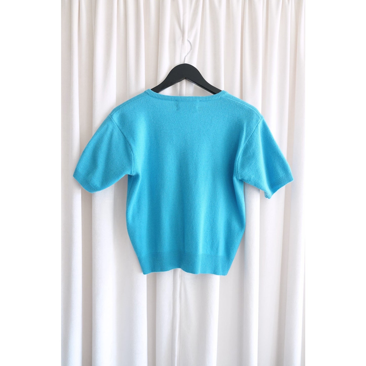 Purple Label 2000s Capri Blue Cashmere Short-Sleeve Cardigan