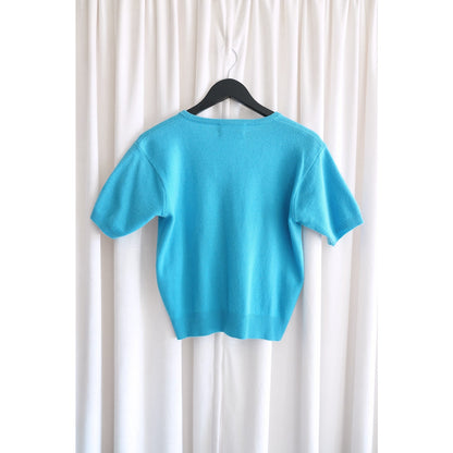 Purple Label 2000s Capri Blue Cashmere Short-Sleeve Cardigan