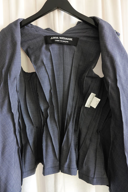 Junya Watanabe Comme des Garçons AD 1996 Embroidered Pleated Glen Check Vest
