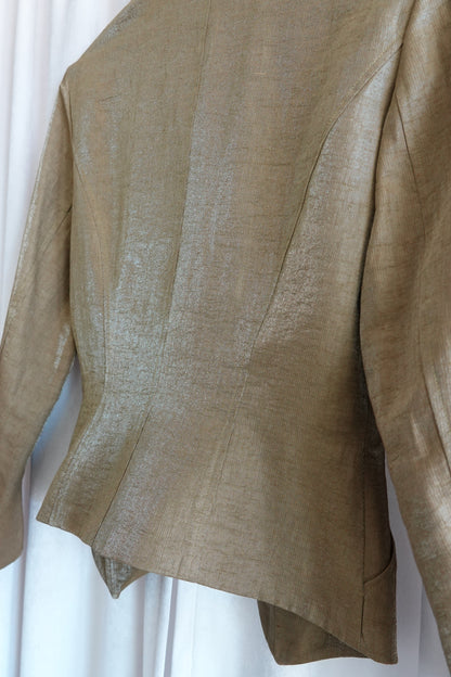 Vintage 1990s Gold Metallic Linen Jacket