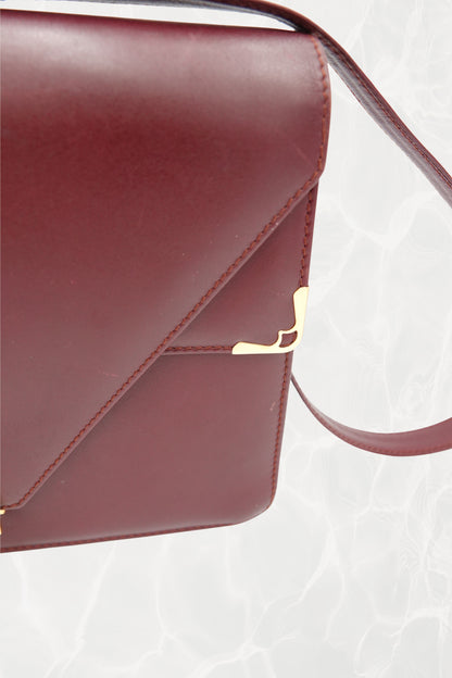 Vintage “Must de Cartier” Burgundy Leather Envelope Shoulder Bag, C. 1990's