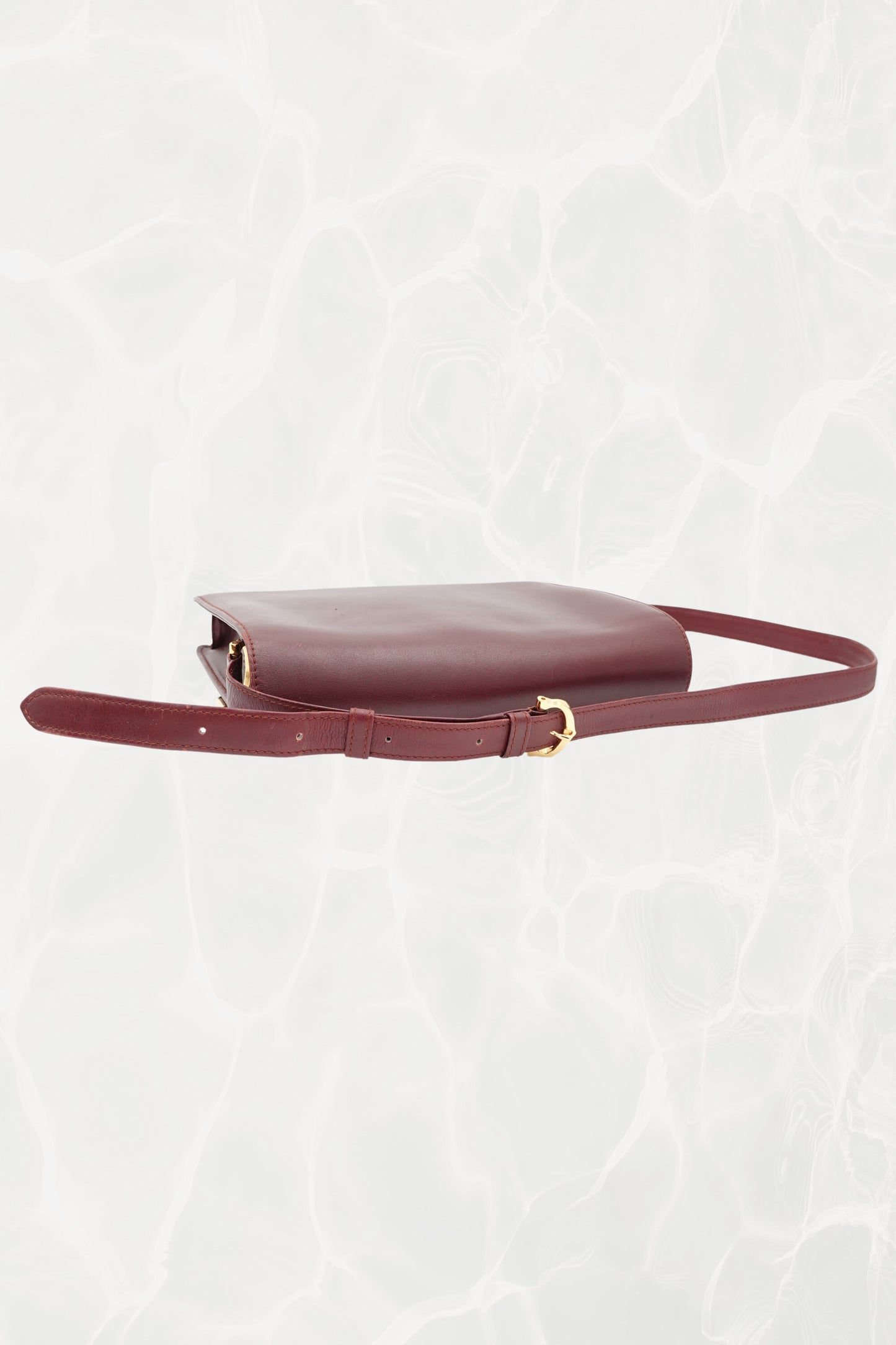 Vintage “Must de Cartier” Burgundy Leather Envelope Shoulder Bag, C. 1990's