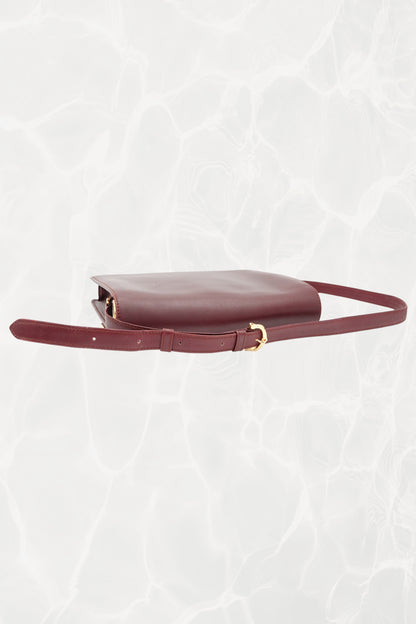 Vintage “Must de Cartier” Burgundy Leather Envelope Shoulder Bag, C. 1990's