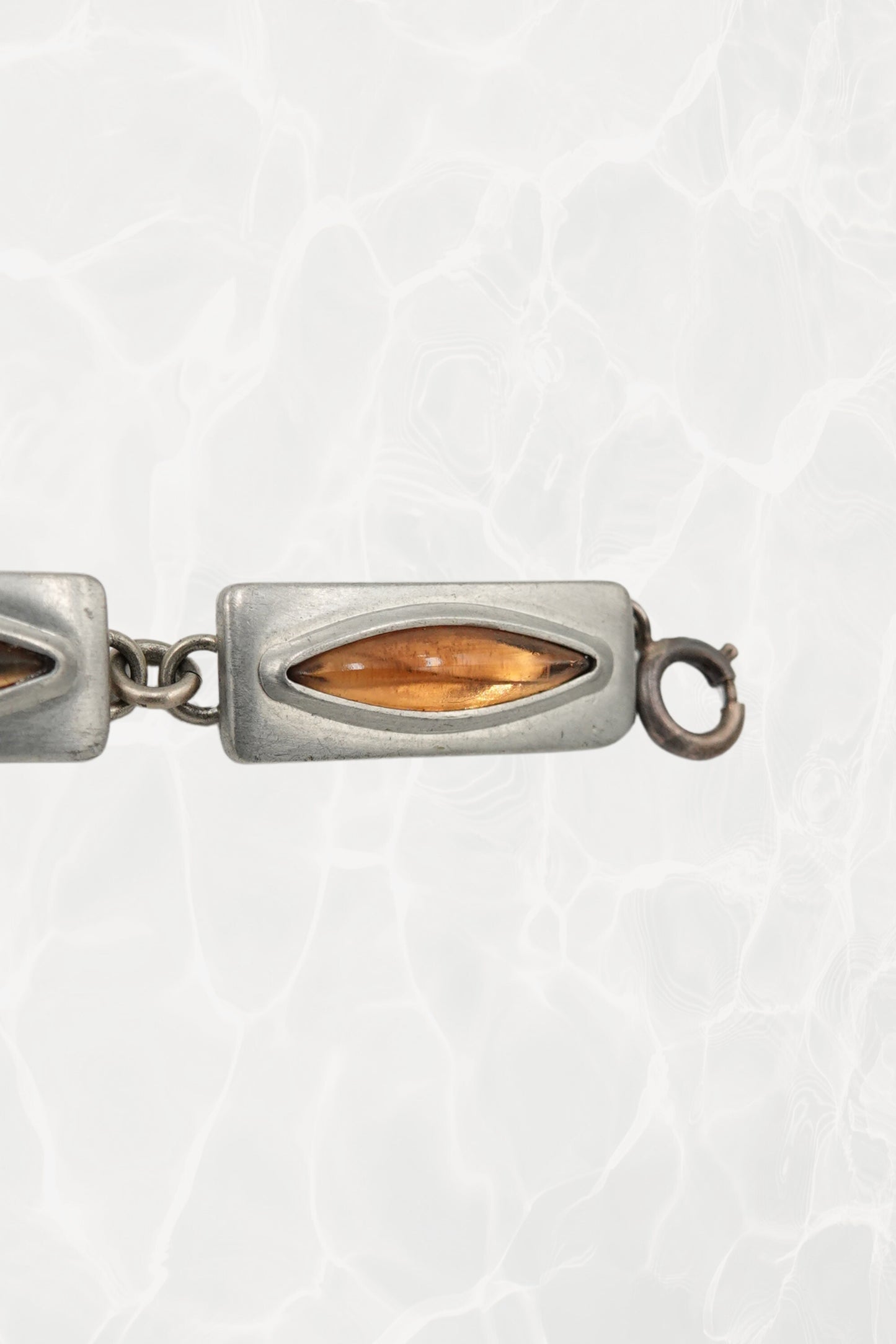 Jørgen Jensen pewter bracelet — close-up of spring ring clasp and link detail