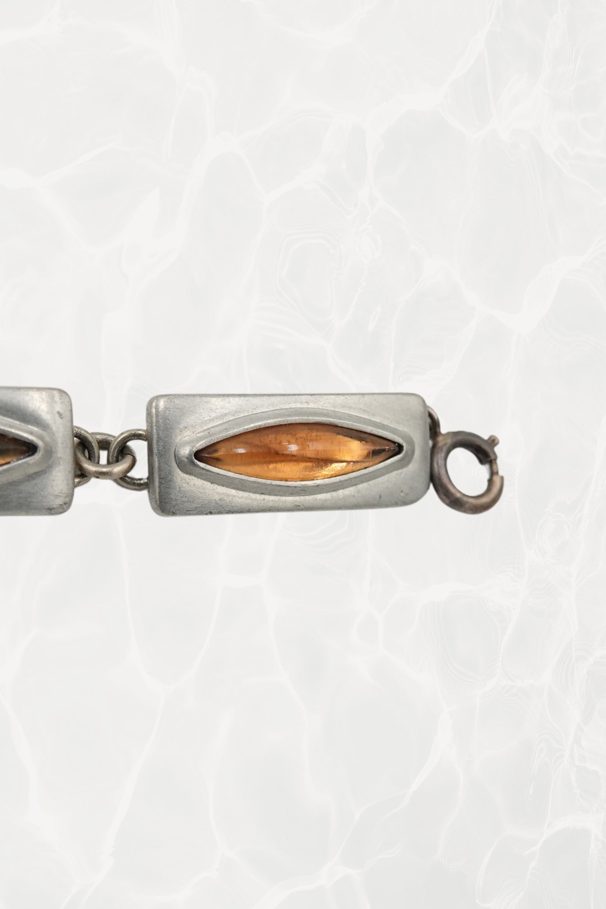 Jørgen Jensen pewter bracelet — close-up of spring ring clasp and link detail