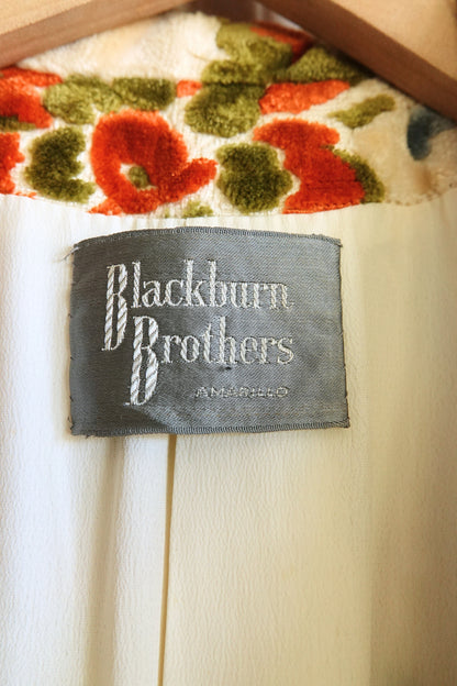 Vintage Late 1960s Floral Chenille Tapestry Coat