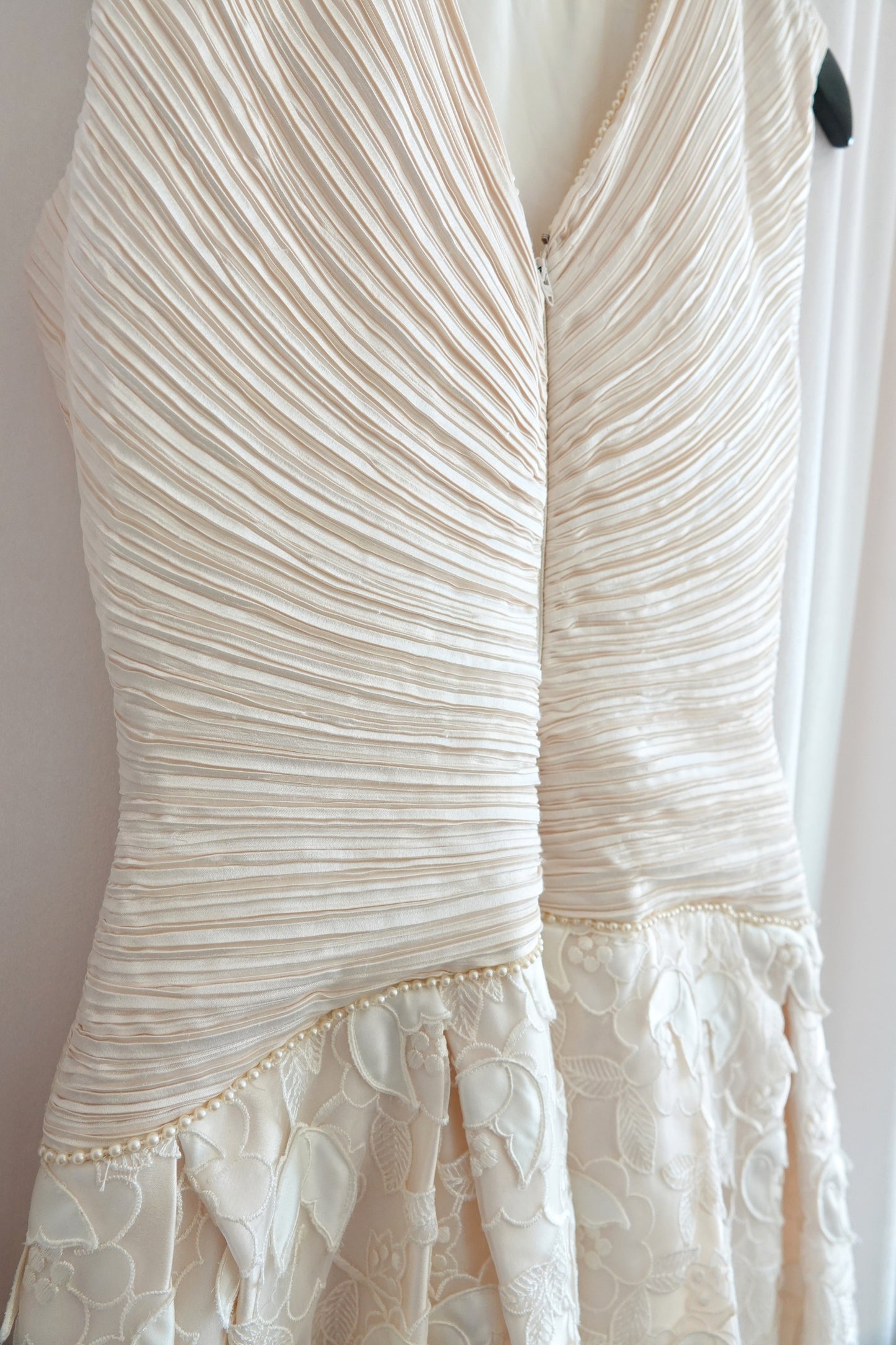 Condition detail — George F. Couture ivory ball gown