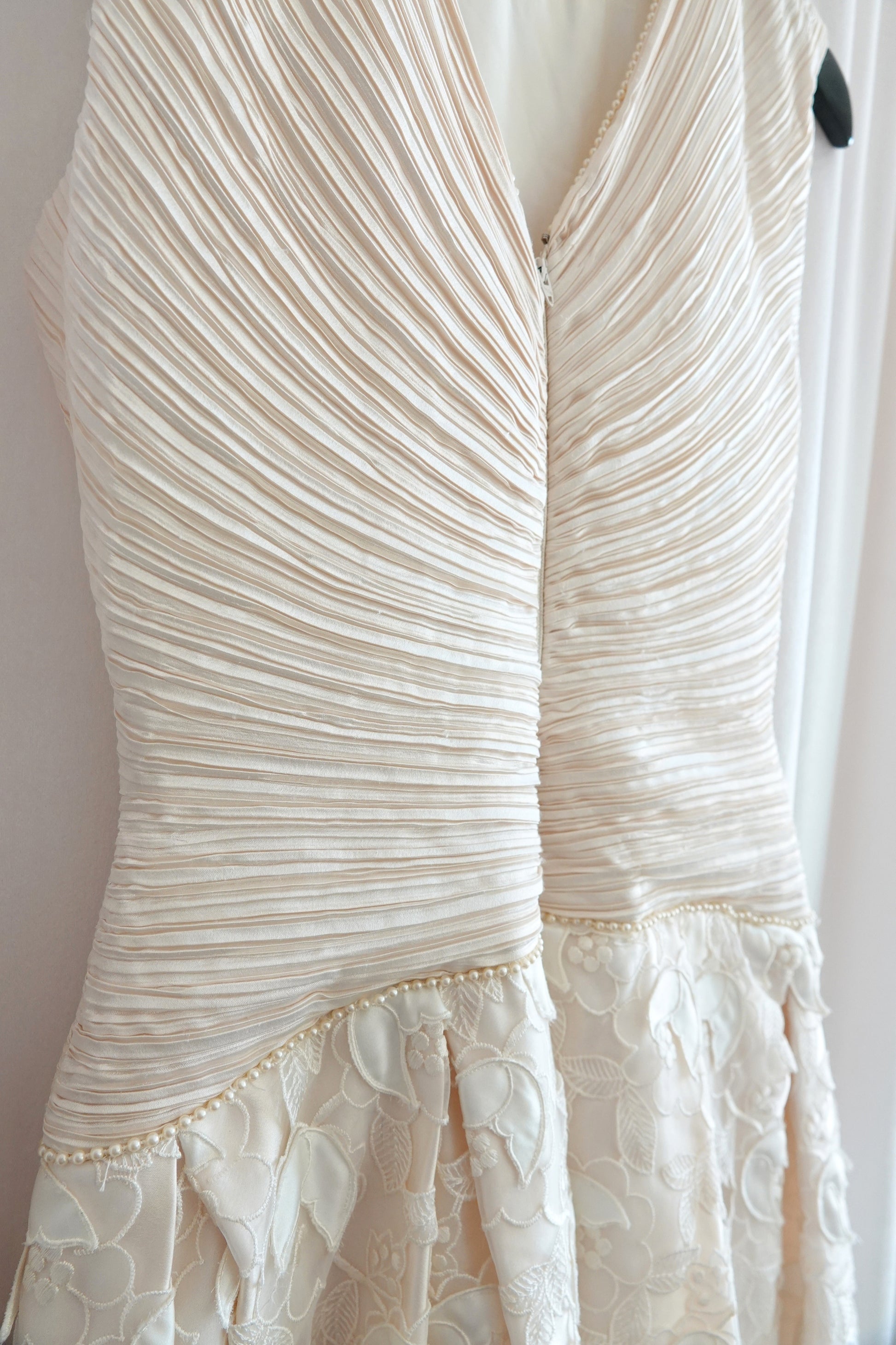 Condition detail — George F. Couture ivory ball gown