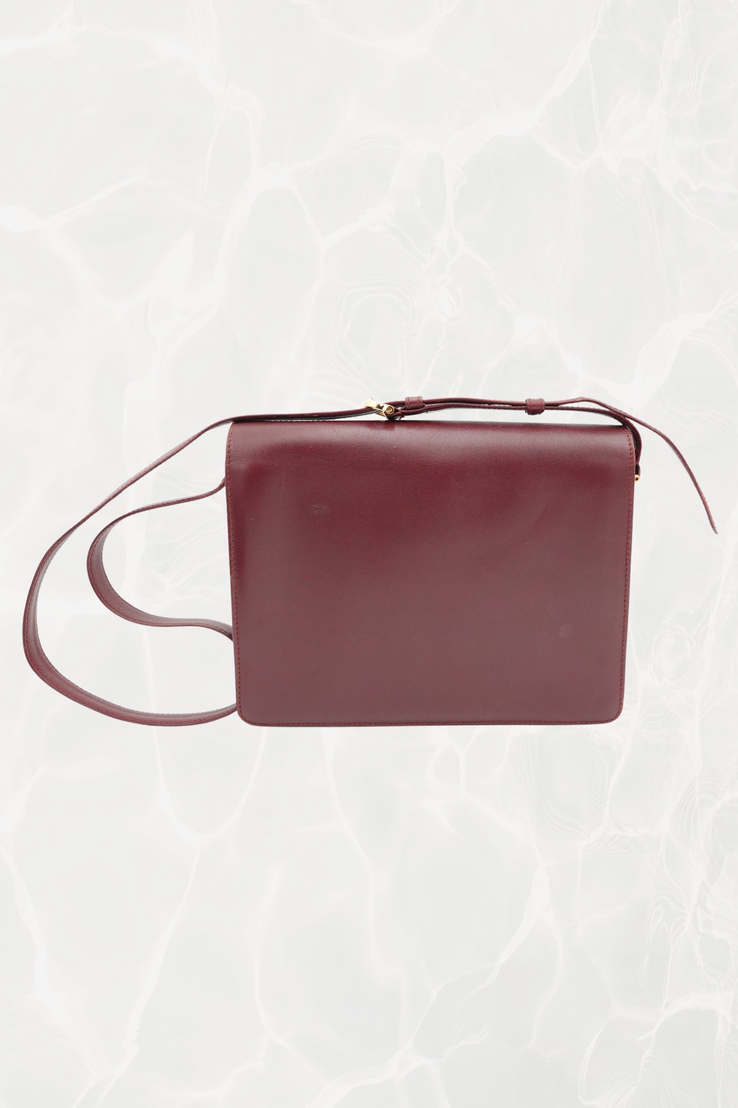 Vintage “Must de Cartier” Burgundy Leather Envelope Shoulder Bag, C. 1990's