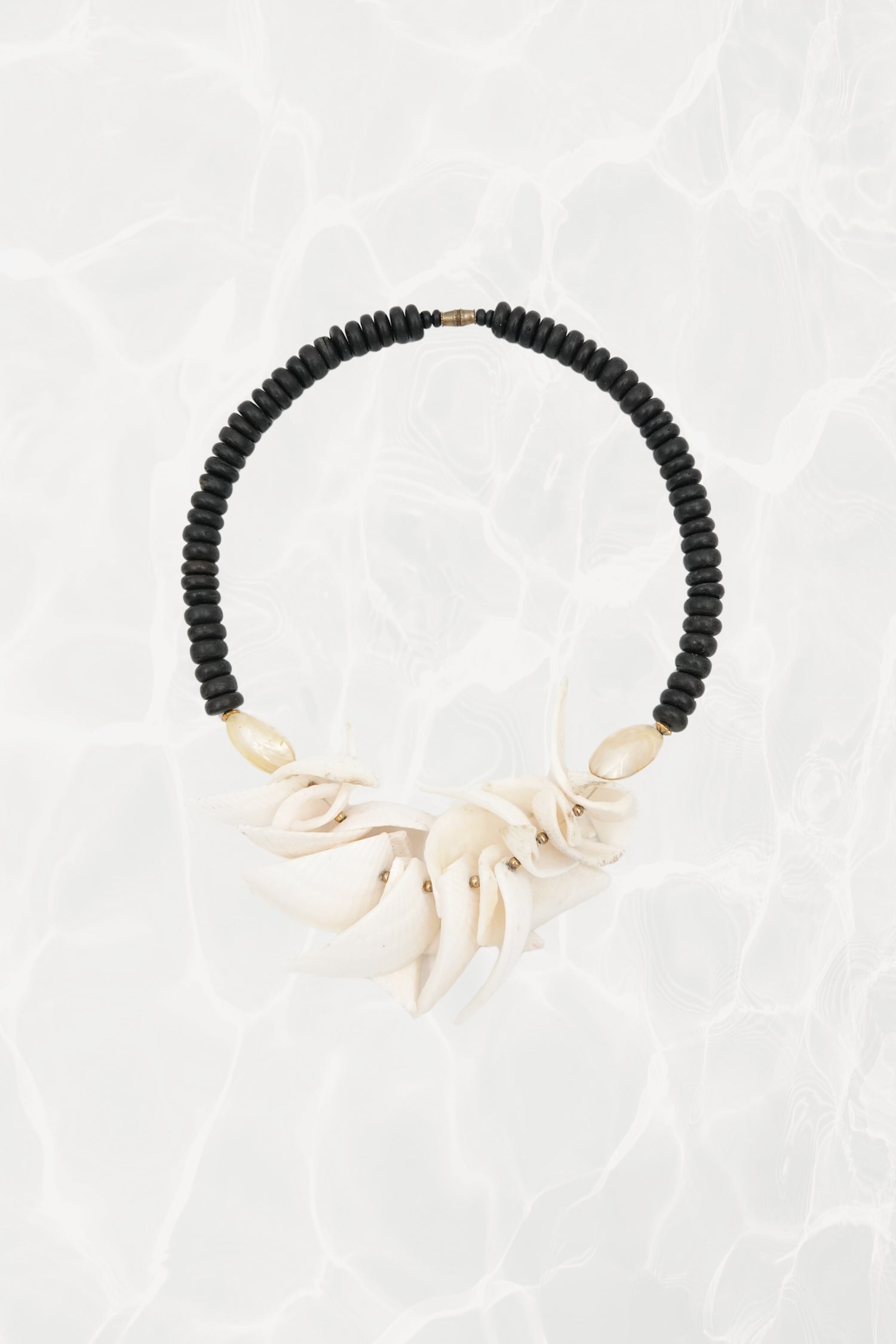 Vintage Carved Shell Cluster Statement Necklace