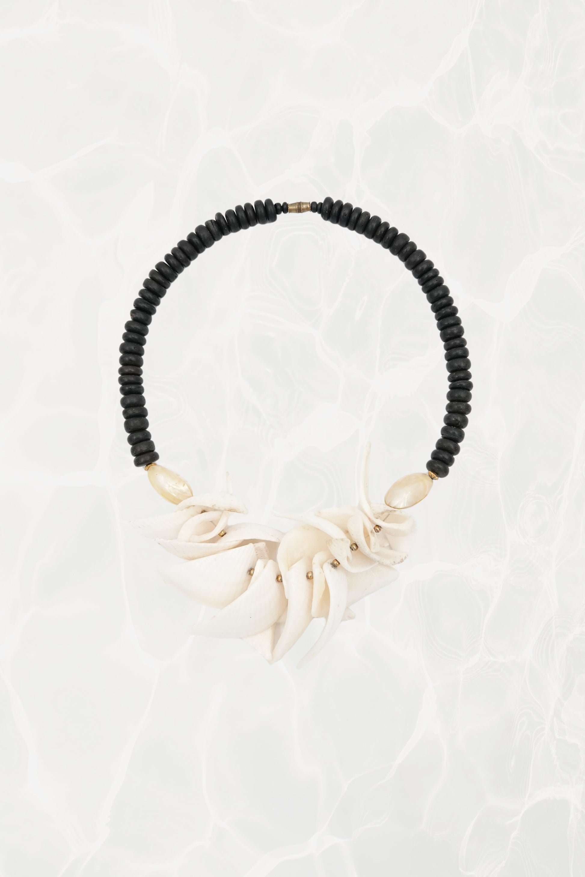 Vintage Carved Shell Cluster Statement Necklace