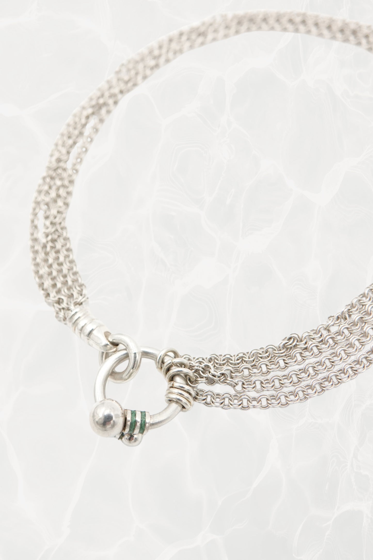 Tiffany & Co. 80s-90s .925 sterling silver multi-strand mesh toggle bracelet, vintage designer jewelry