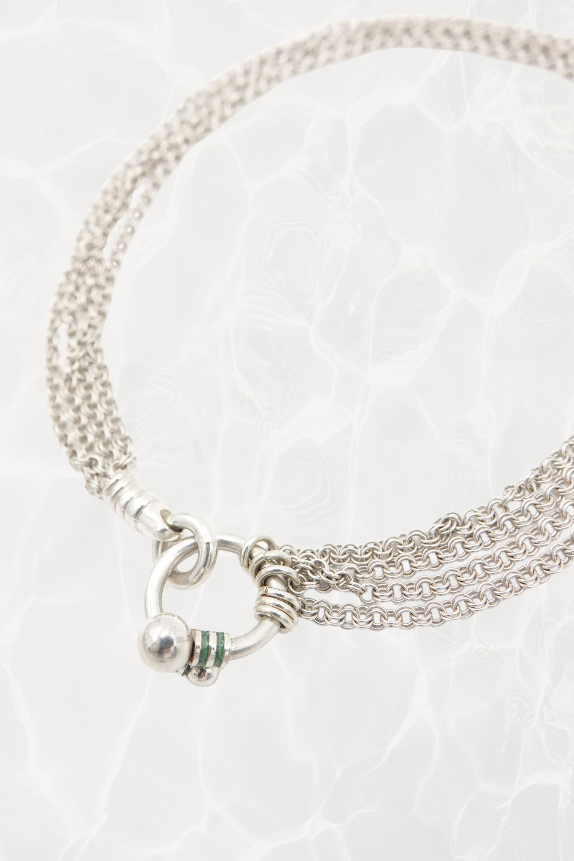 Tiffany & Co. 80s-90s .925 sterling silver multi-strand mesh toggle bracelet, vintage designer jewelry