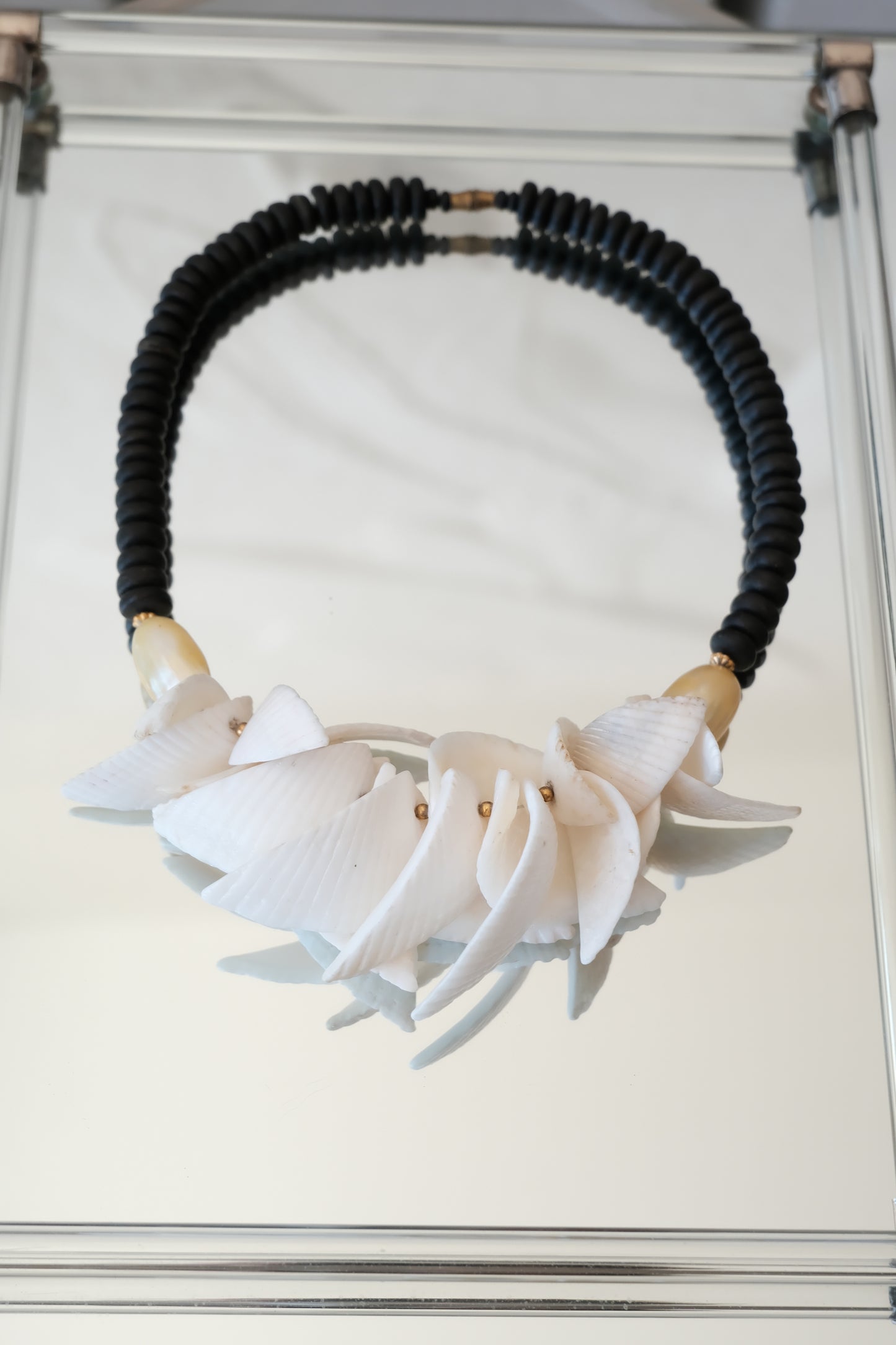 Vintage Carved Shell Cluster Statement Necklace