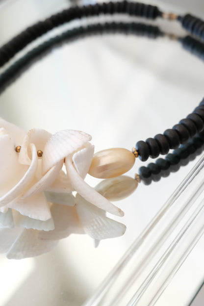 Vintage Carved Shell Cluster Statement Necklace