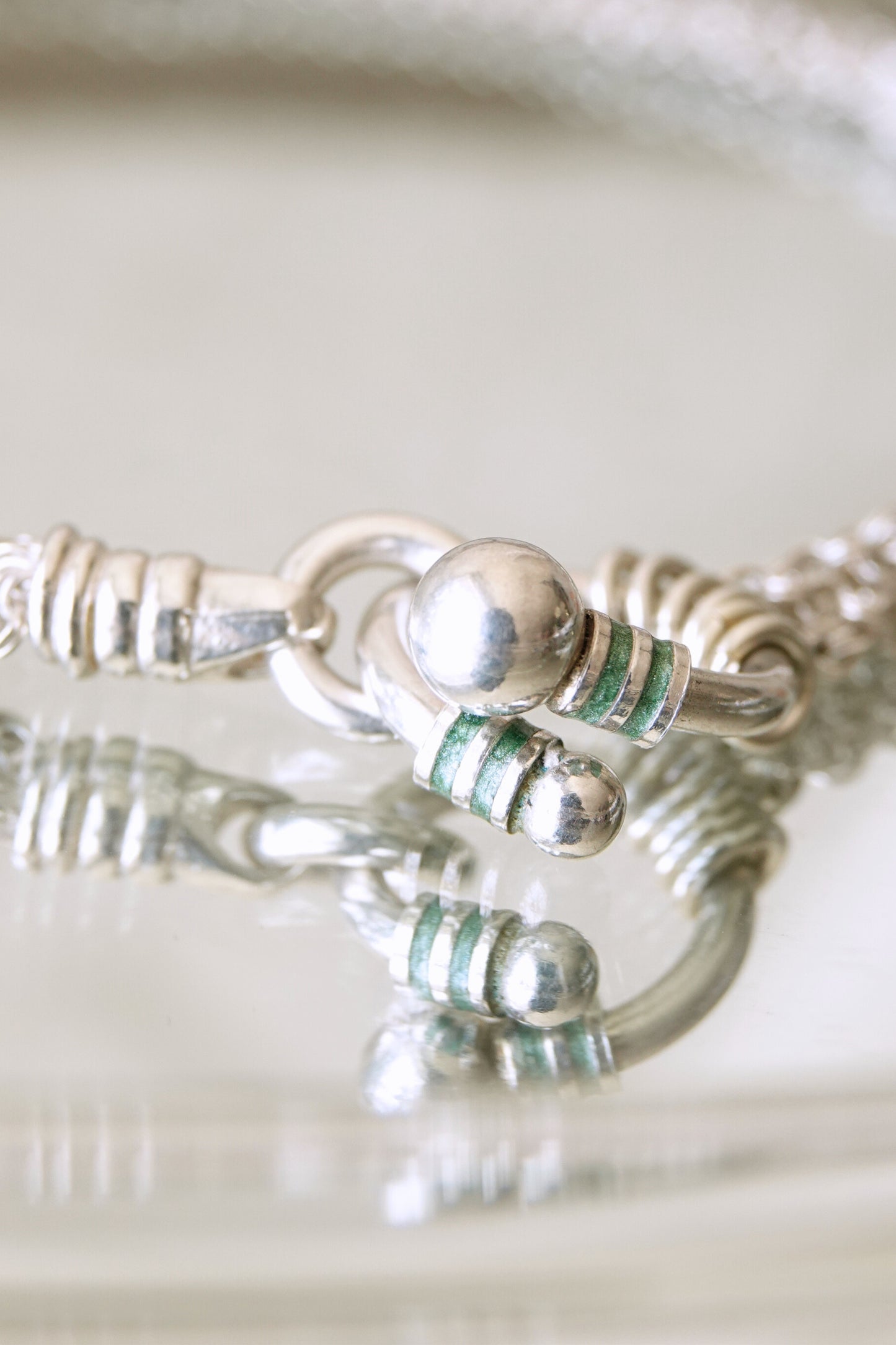 Tiffany & Co. 80s-90s .925 sterling silver multi-strand mesh toggle bracelet, vintage designer jewelry