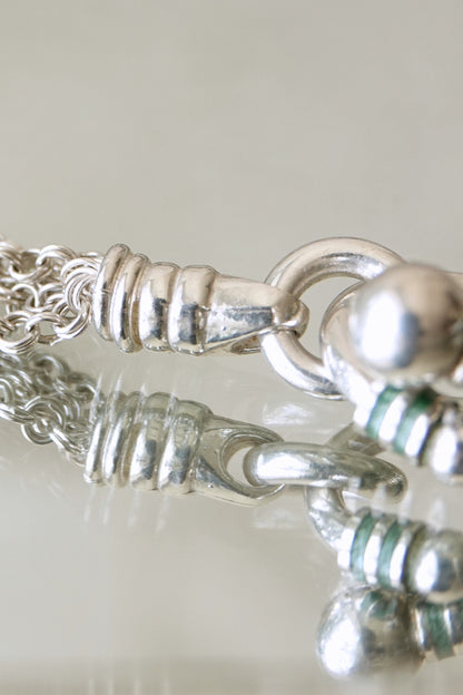 Tiffany & Co. 80s-90s .925 sterling silver multi-strand mesh toggle bracelet, vintage designer jewelry