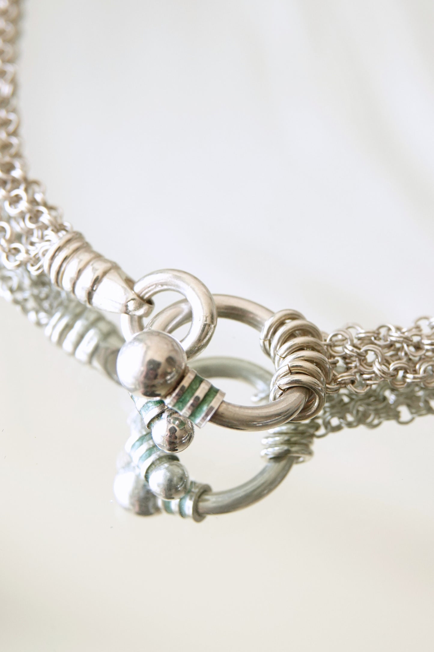 Tiffany & Co. 80s-90s .925 sterling silver multi-strand mesh toggle bracelet, vintage designer jewelry