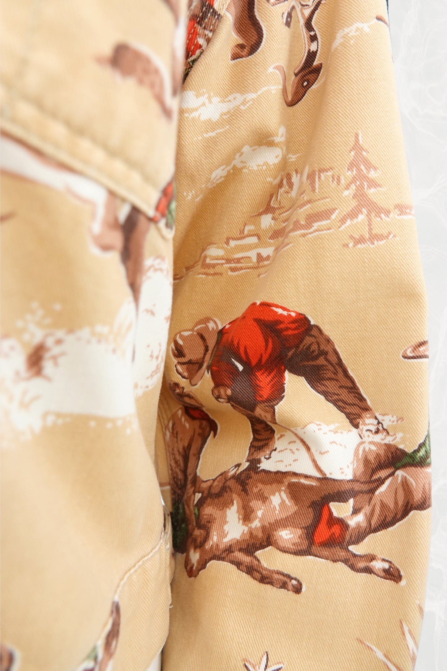 Vintage Polo Ralph Lauren Heritage Rodeo Print Cropped Denim Dungaree Jacket C. 1980's - 1990's