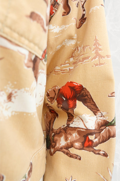 Vintage Polo Ralph Lauren Heritage Rodeo Print Cropped Denim Dungaree Jacket C. 1980's - 1990's