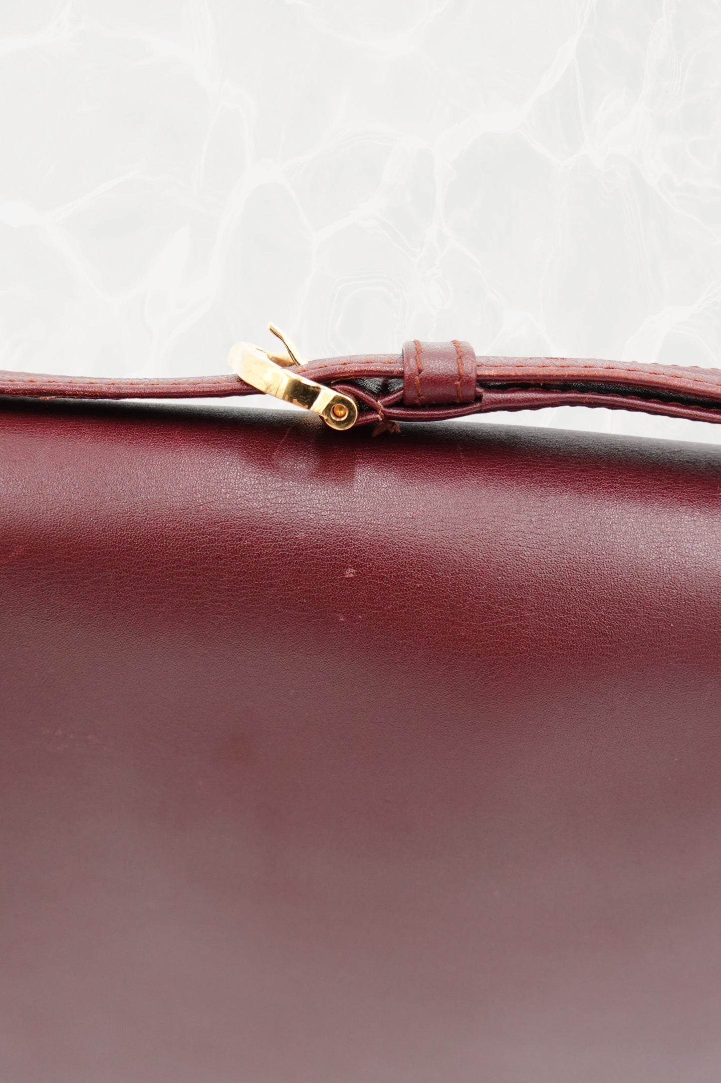 Vintage “Must de Cartier” Burgundy Leather Envelope Shoulder Bag, C. 1990's