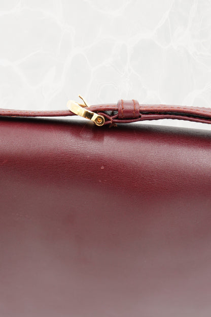 Vintage “Must de Cartier” Burgundy Leather Envelope Shoulder Bag, C. 1990's