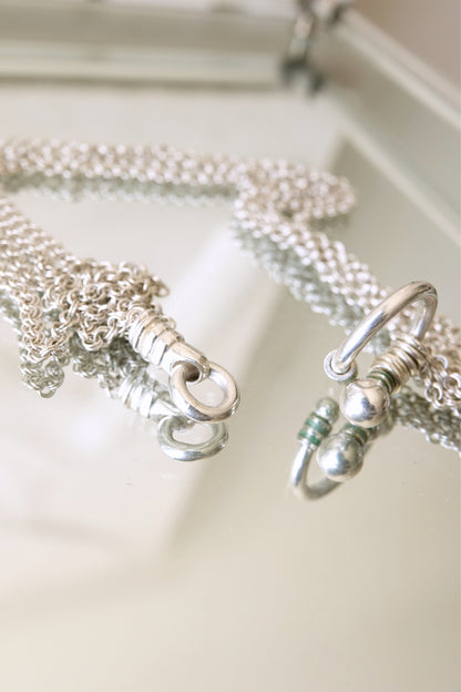 Tiffany & Co. 80s-90s .925 sterling silver multi-strand mesh toggle bracelet, vintage designer jewelry