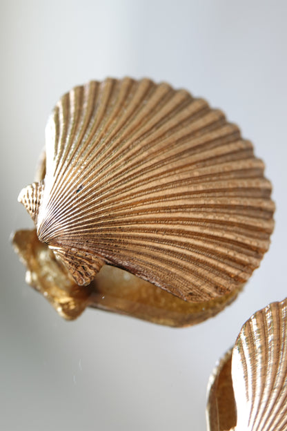 Vintage 1980s Gold-Tone Scallop Shell Clip-On Earrings