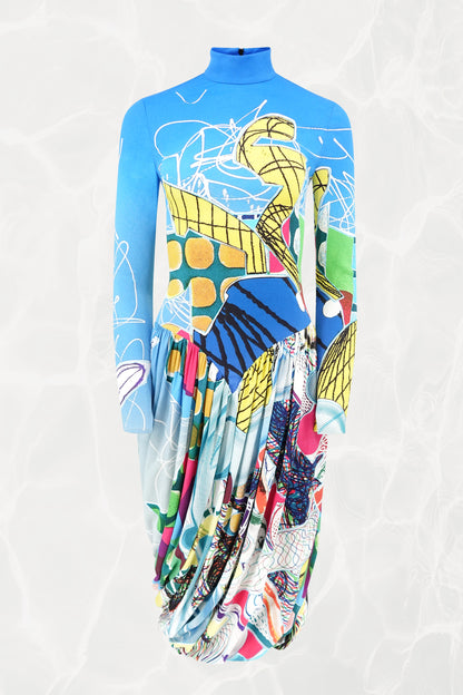 Stella McCartney x Frank Stella Fall 2022 Runway Abstract Art Print Dress