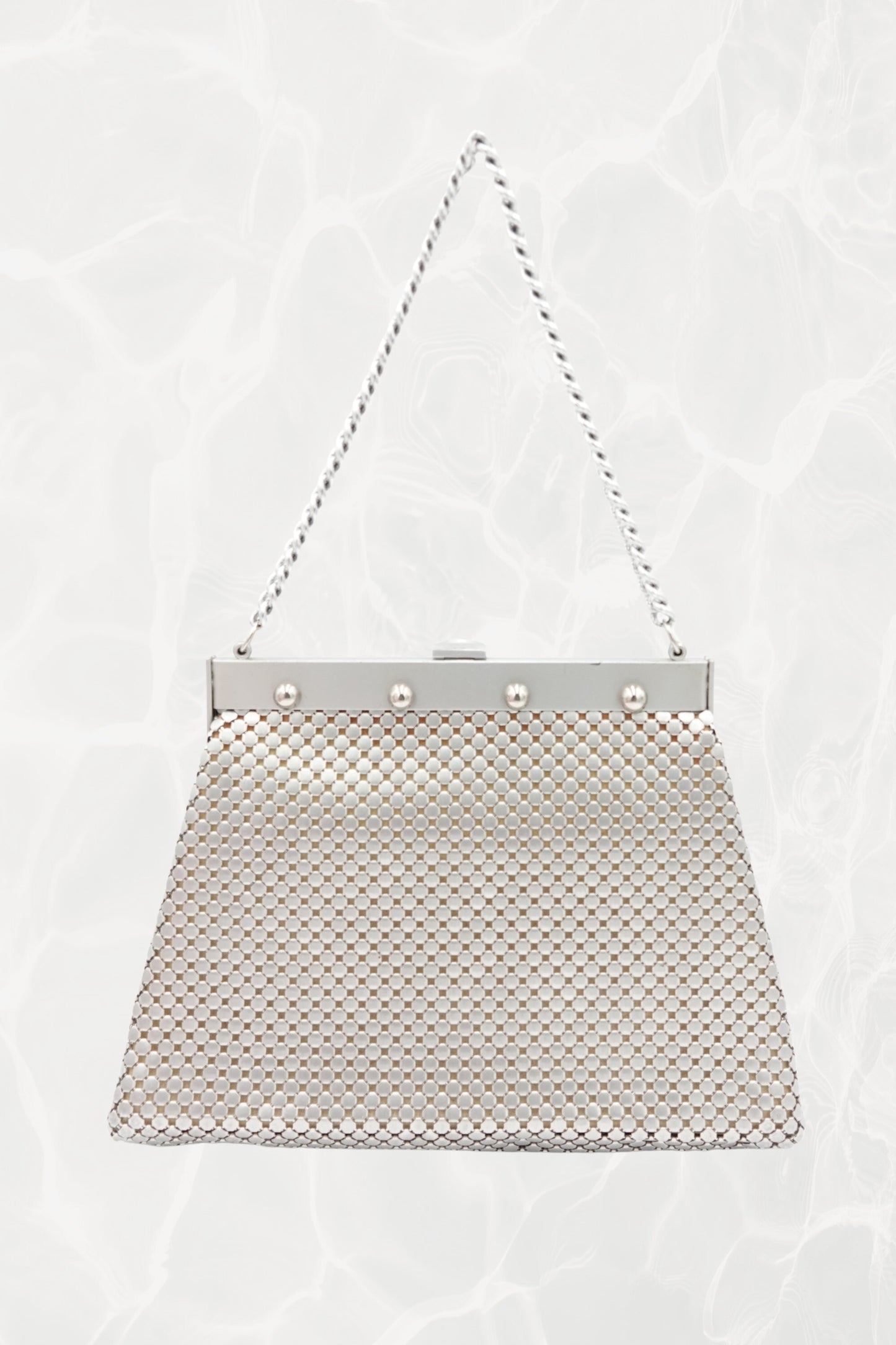 Silver Mesh Evening Bag with Chain Handle