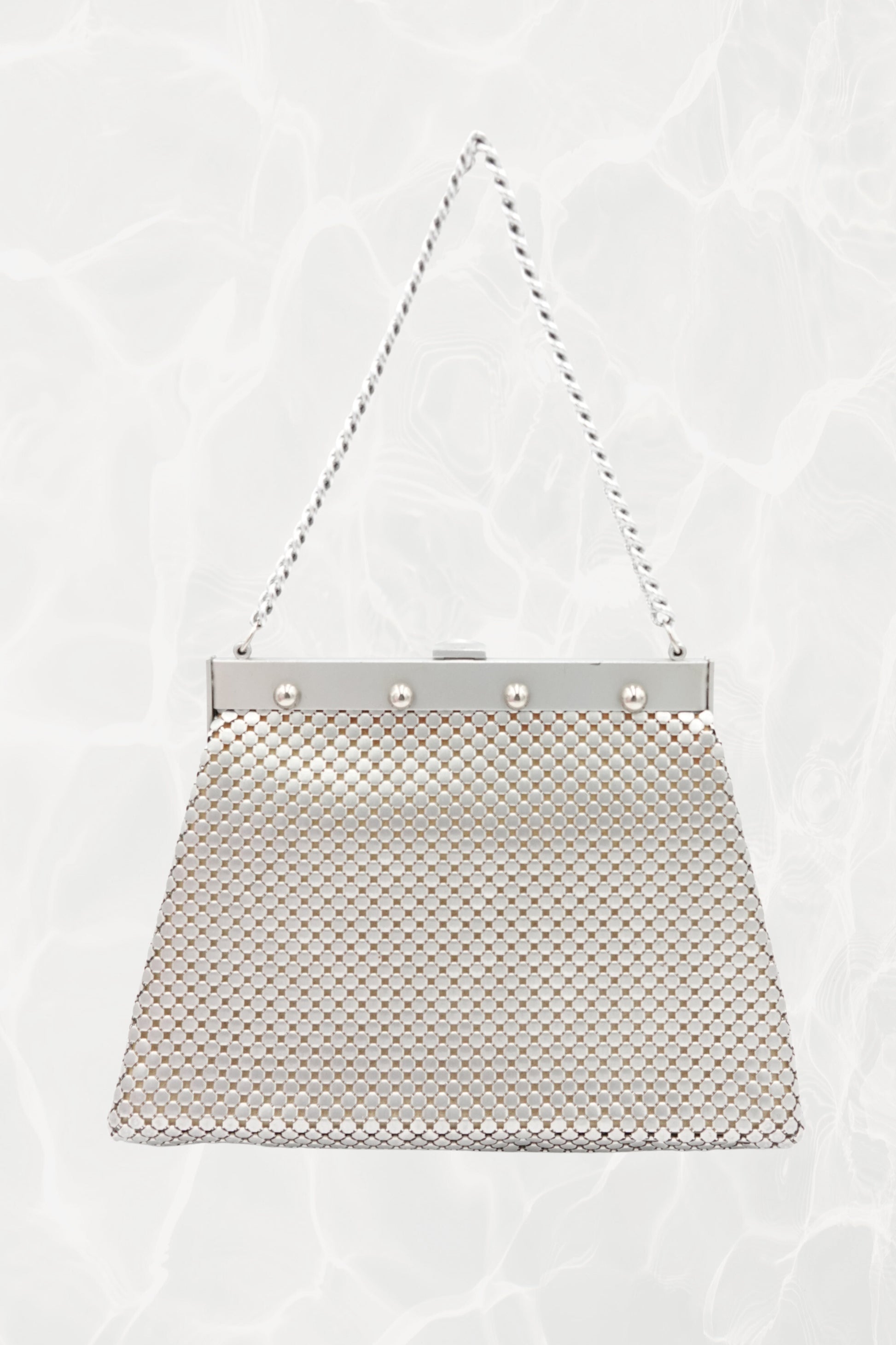 Silver Mesh Evening Bag with Chain Handle