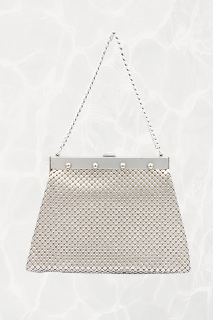 Silver Mesh Evening Bag with Chain Handle