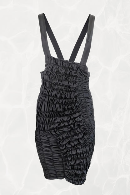 Comme Des Garçons Black Ruched Suspender Dress Circa 1989