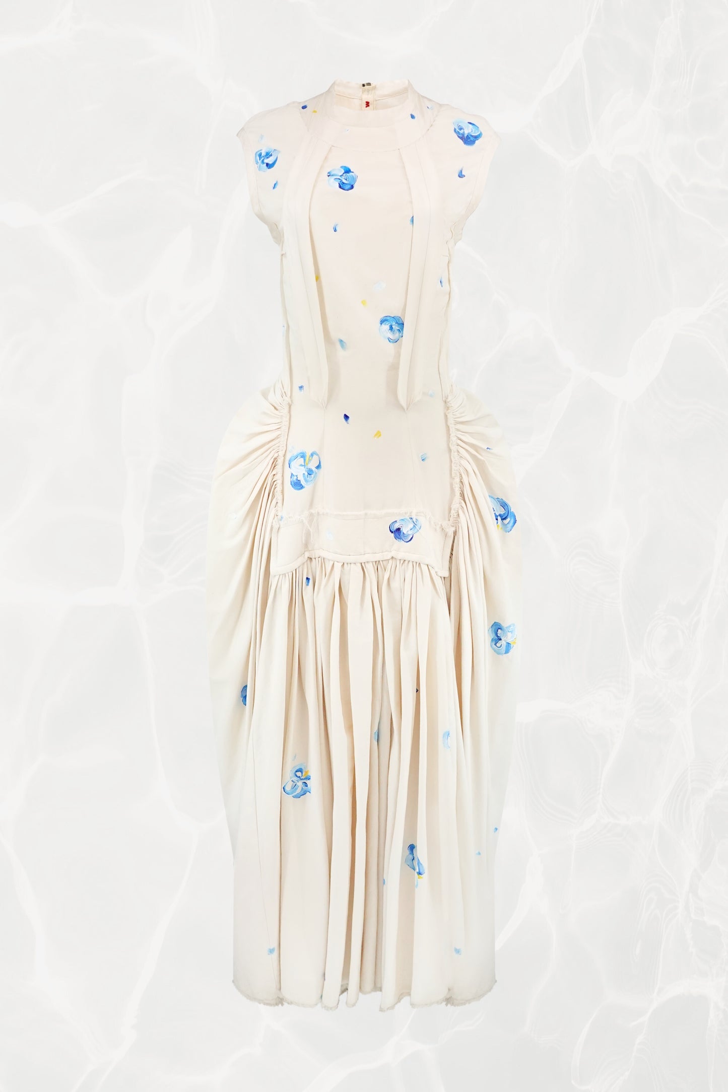 SS19 Hand-Painted Floral Cotton Canvas Gown