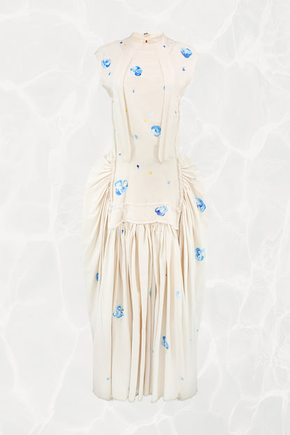 SS19 Hand-Painted Floral Cotton Canvas Gown