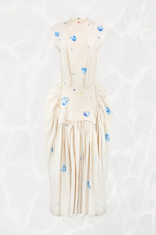 SS19 Hand-Painted Floral Cotton Canvas Gown