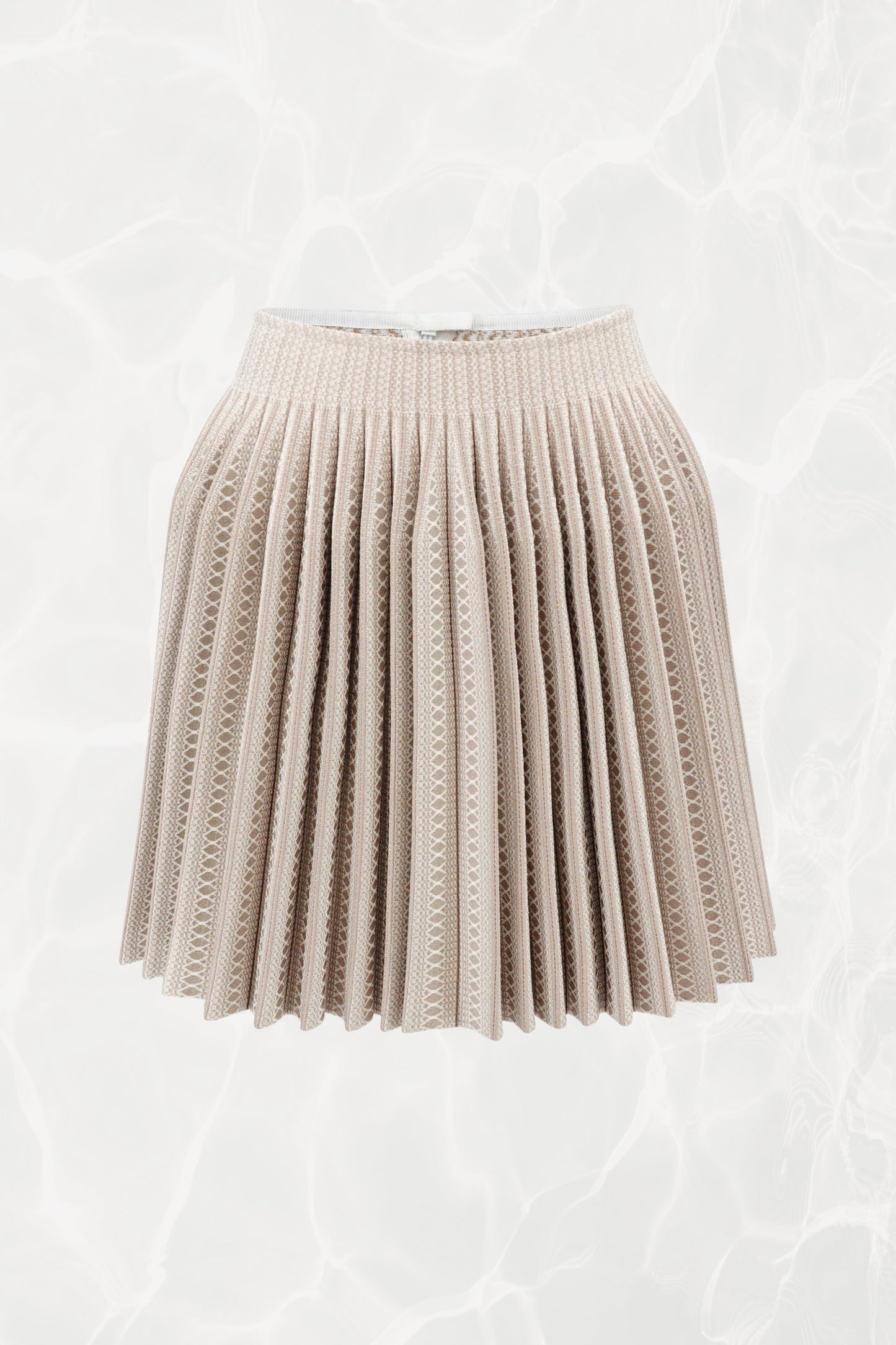 Structured Geometric Print Pleated Knit Skirt