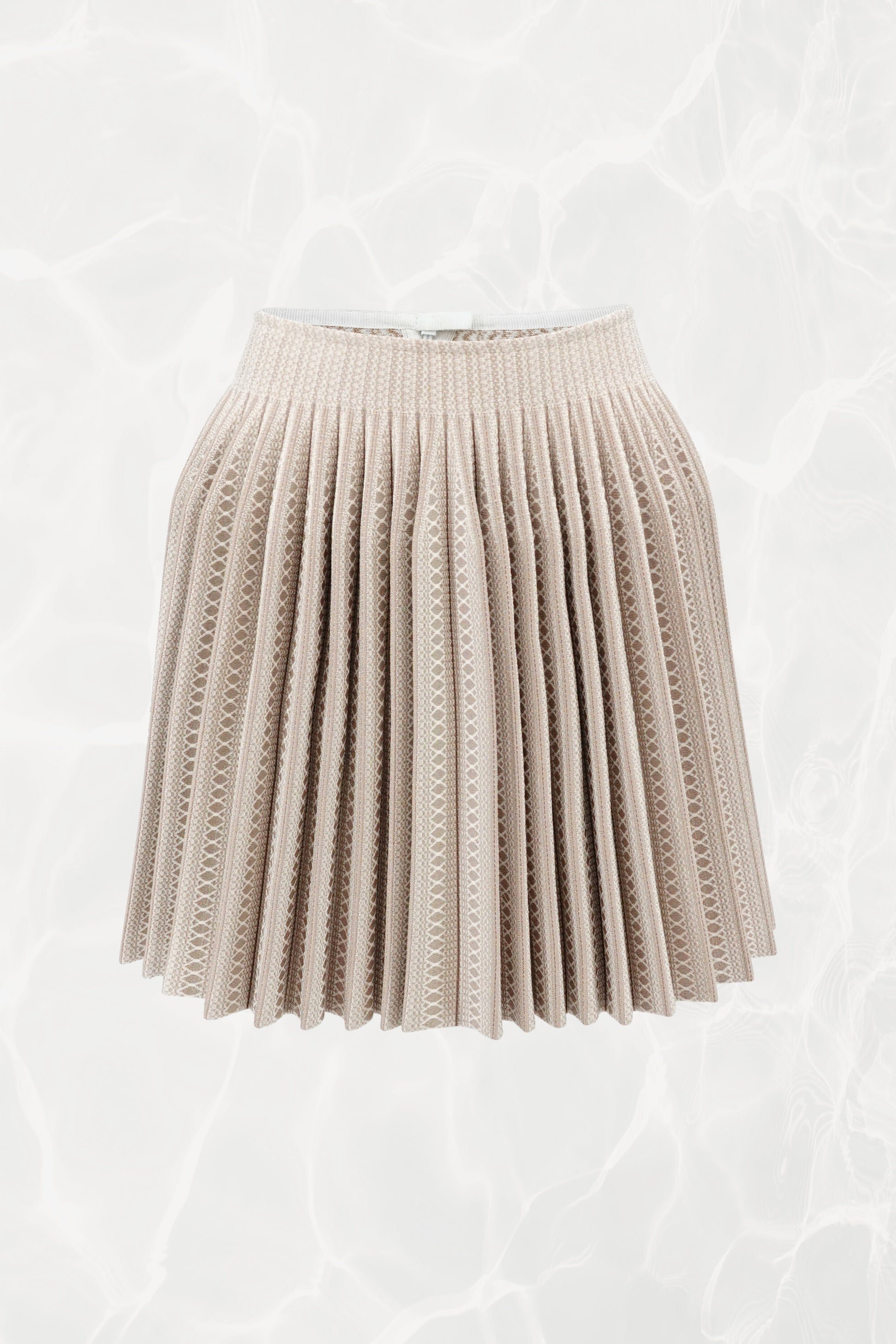 Structured Geometric Print Pleated Knit Skirt