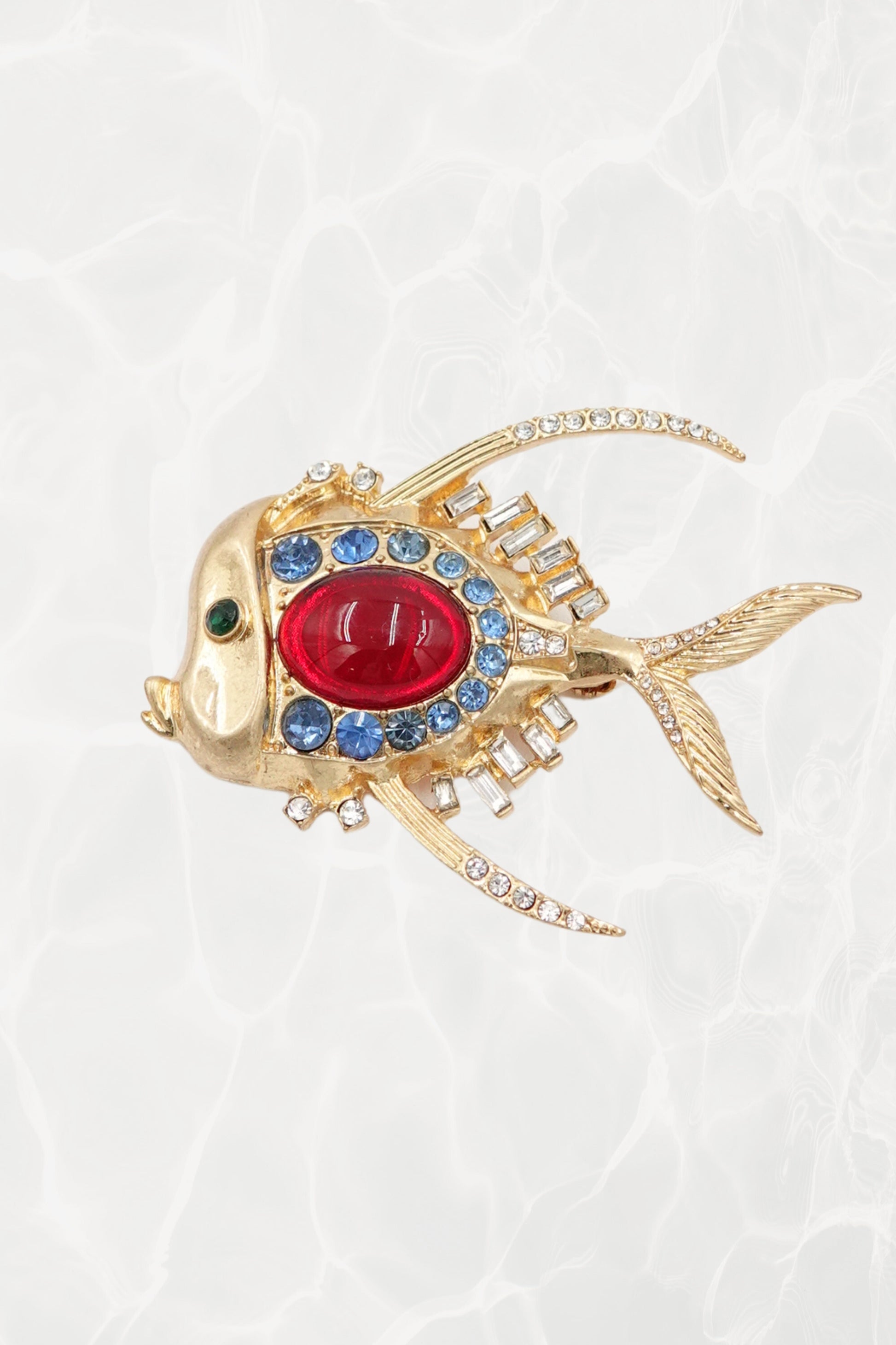 Trifari by Alfred Philippe Gold-Plated Sterling Silver Fish Brooch, Circa 1945