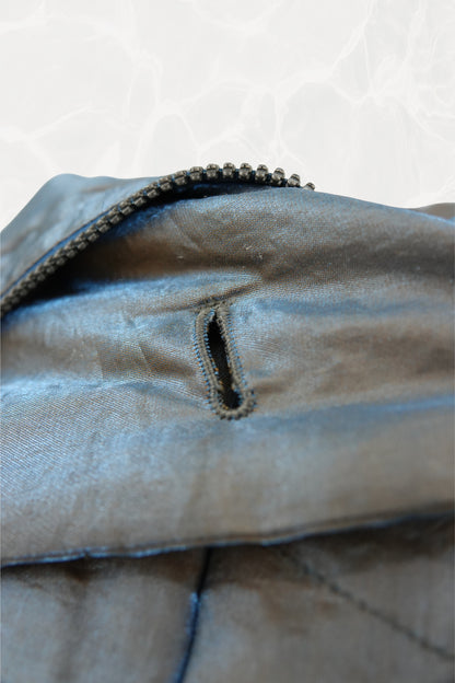 Fall 1993 Runway Iridescent Quilted Cocoon Coat with Hood