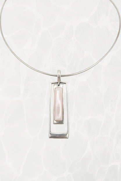 Sterling Silver Modernist Wire Collar with Geometric Pendant, c. 1990s