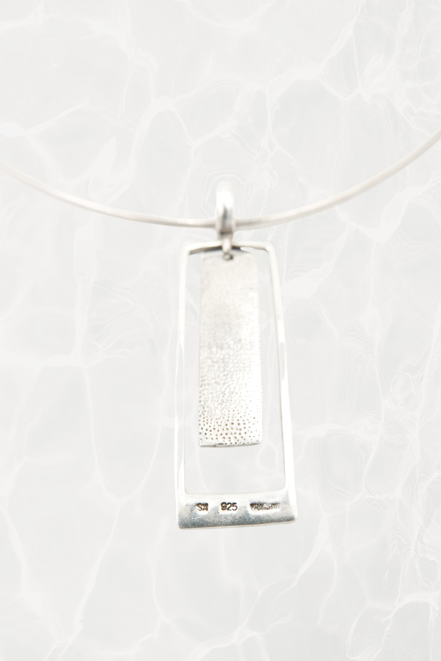 Sterling Silver Modernist Wire Collar with Geometric Pendant, c. 1990s