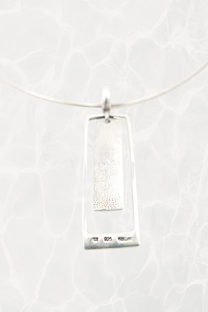 Sterling Silver Modernist Wire Collar with Geometric Pendant, c. 1990s