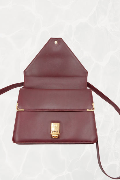 Vintage “Must de Cartier” Burgundy Leather Envelope Shoulder Bag, C. 1990's