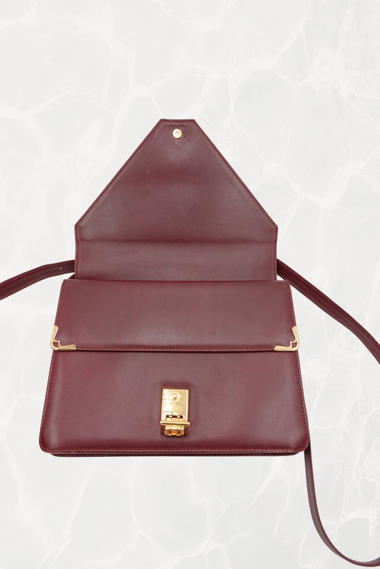 Vintage “Must de Cartier” Burgundy Leather Envelope Shoulder Bag, C. 1990's