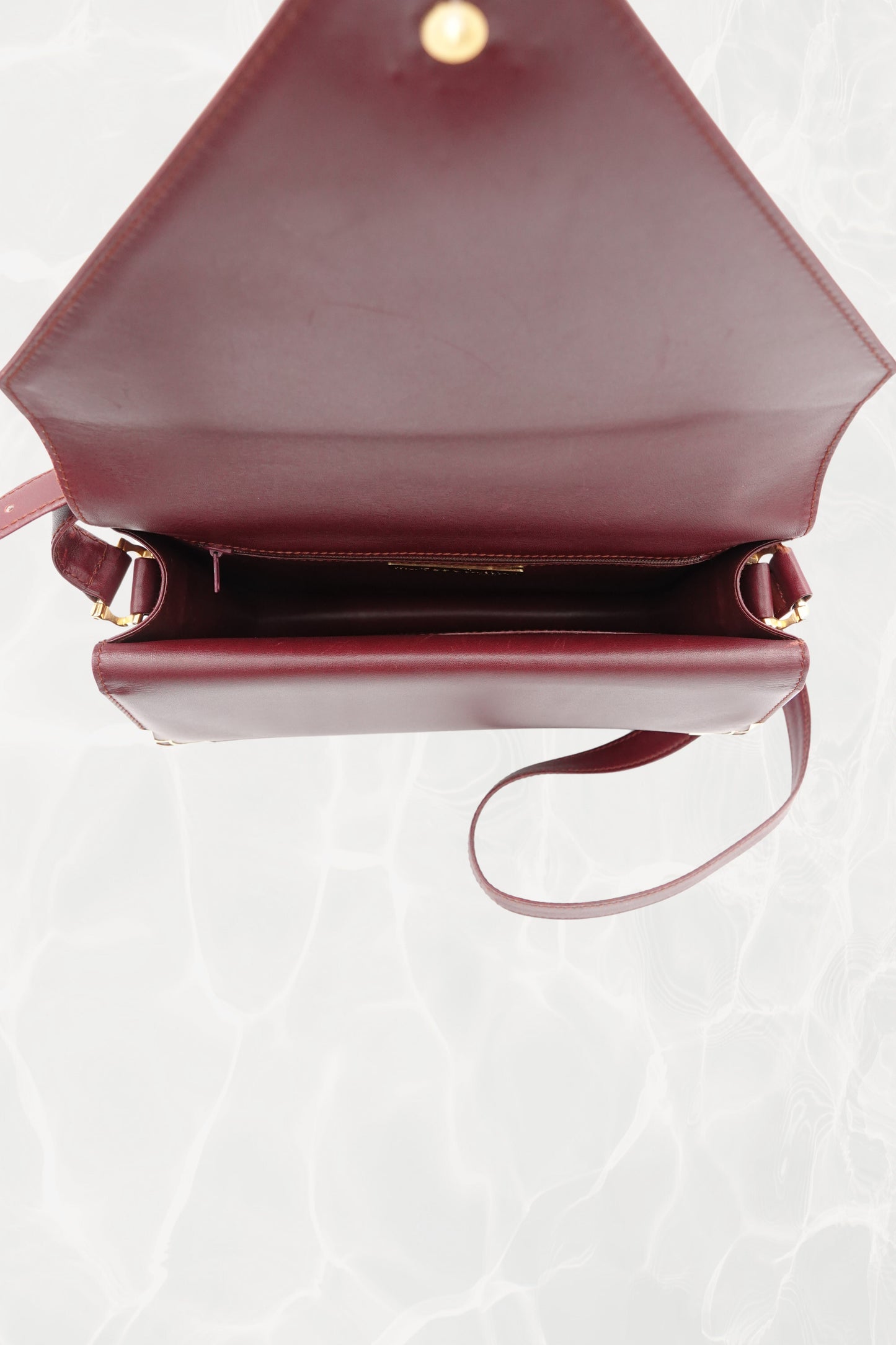 Vintage “Must de Cartier” Burgundy Leather Envelope Shoulder Bag, C. 1990's