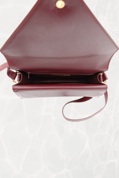 Vintage “Must de Cartier” Burgundy Leather Envelope Shoulder Bag, C. 1990's